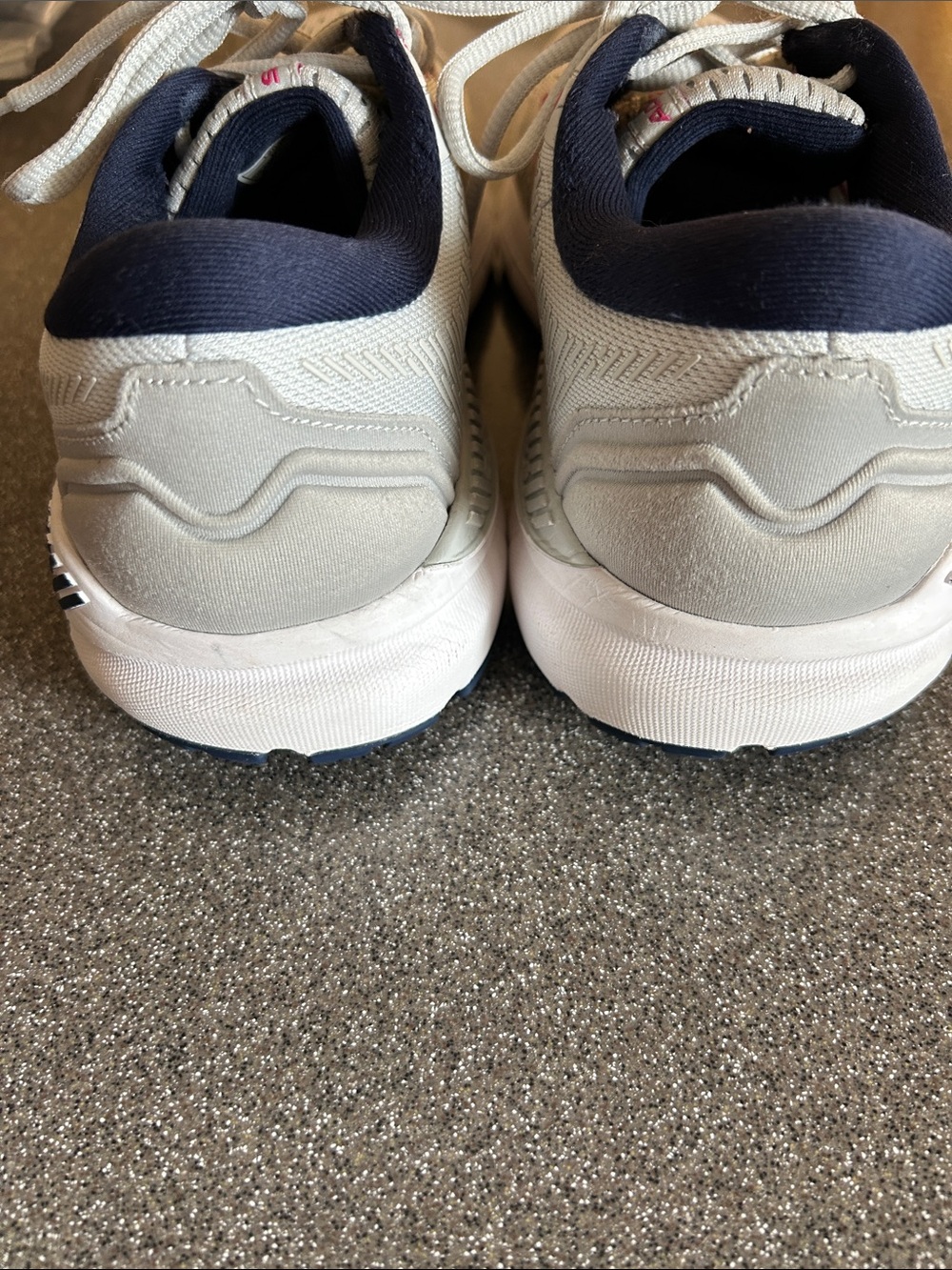 Brooks White Running Shoes with Pink Accents and Navy Collars - Picture 2 of 9